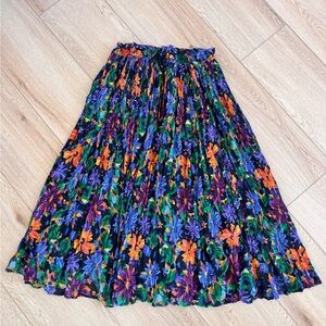 Floral Maxi Skirt - Black with Multicolor Flowers